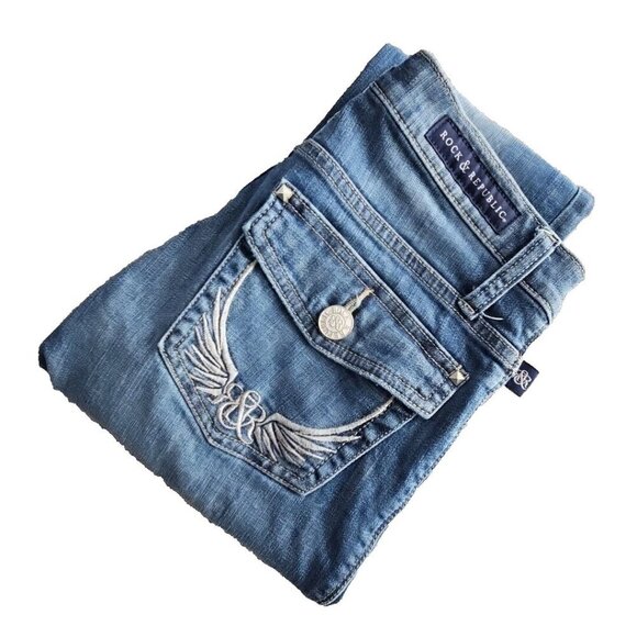 Rock & Republic Jeans Women's Size 2 (28x26) Embroidery Flap Pocket Med Wash - Picture 16 of 16